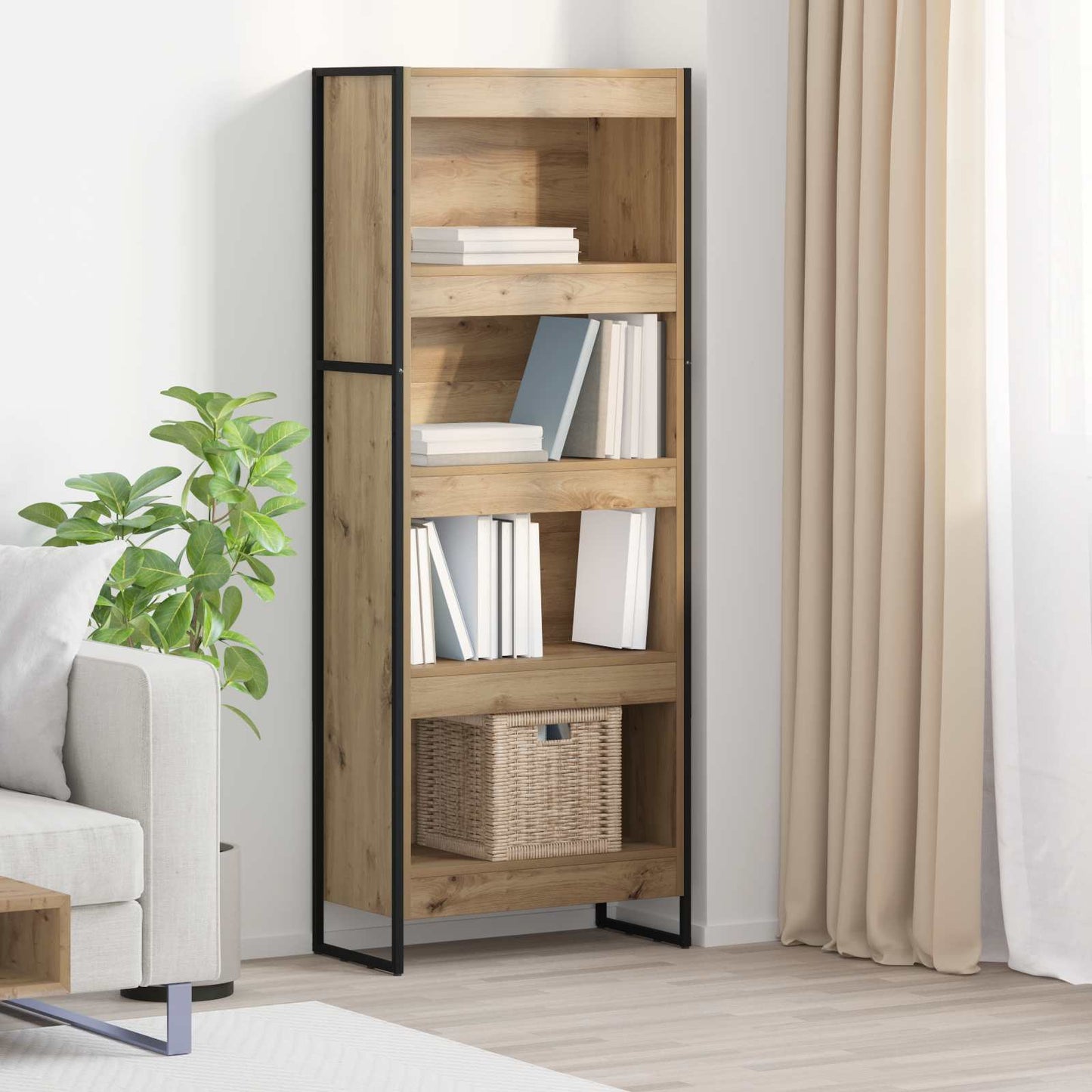 Book Cabinet Artisian Oak 60 x 30 x 155 cm Engineered Wood