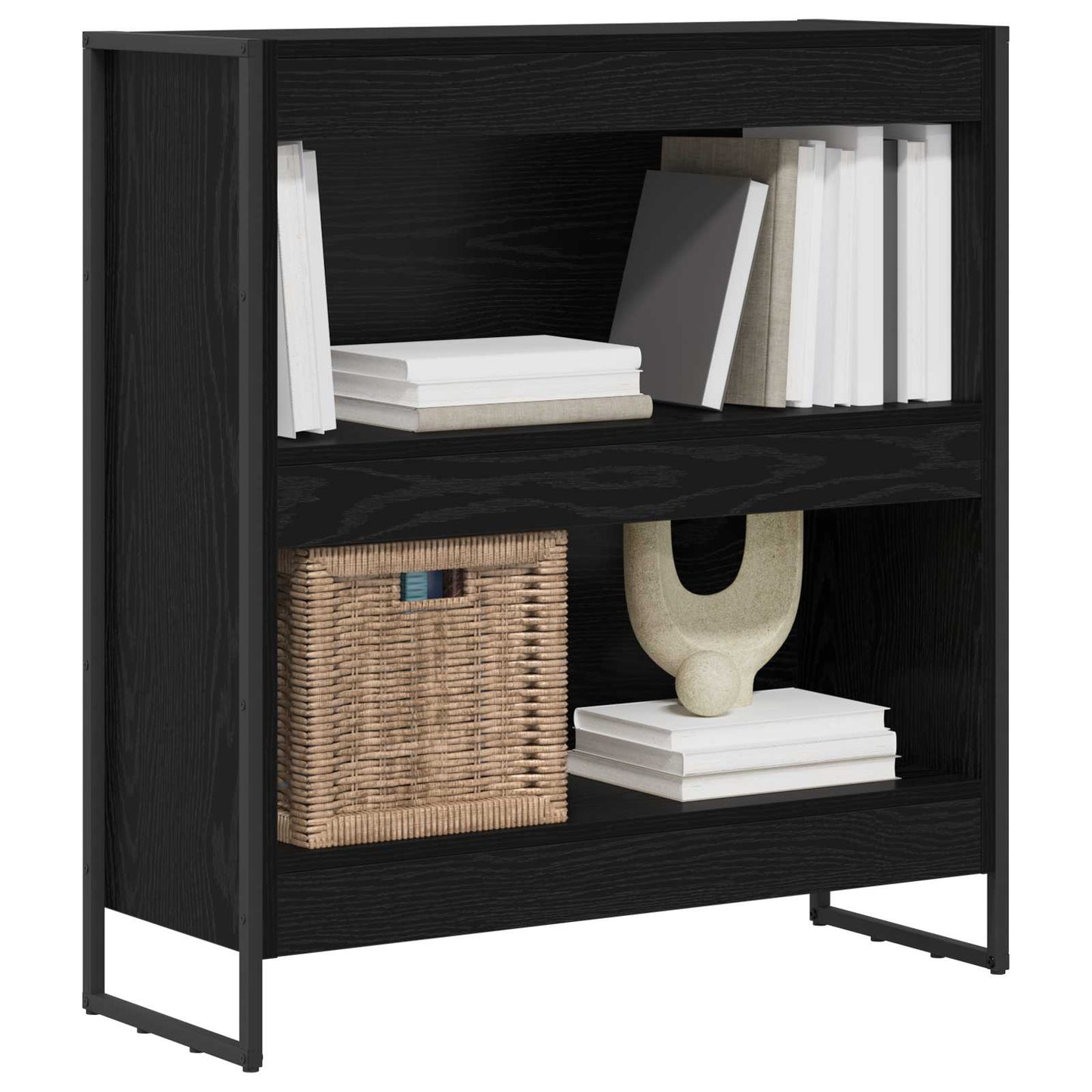 Book Cabinet Black Oak 80 x 30 x 86.5 cm Engineered Wood