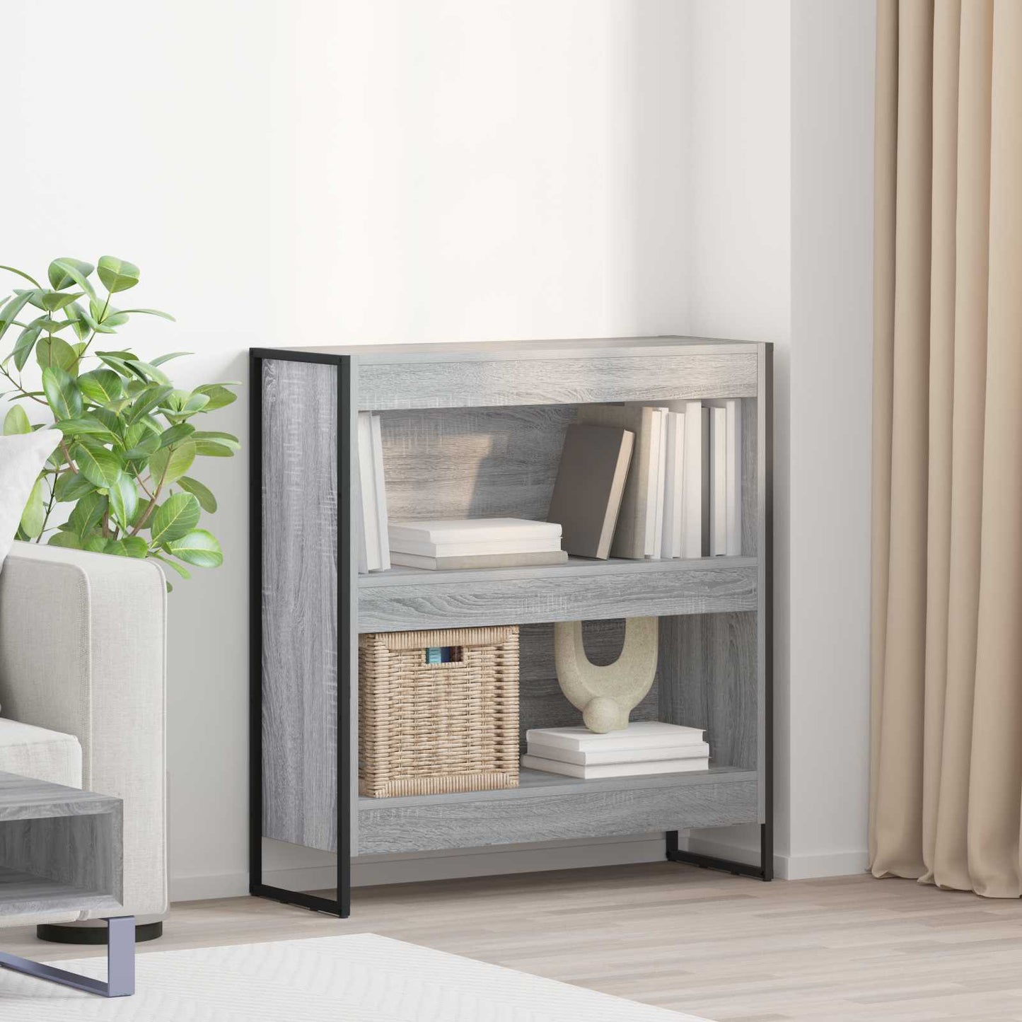 Book Cabinet 80 x 30 x 86.5 cm Engineered Wood Grey Sonoma