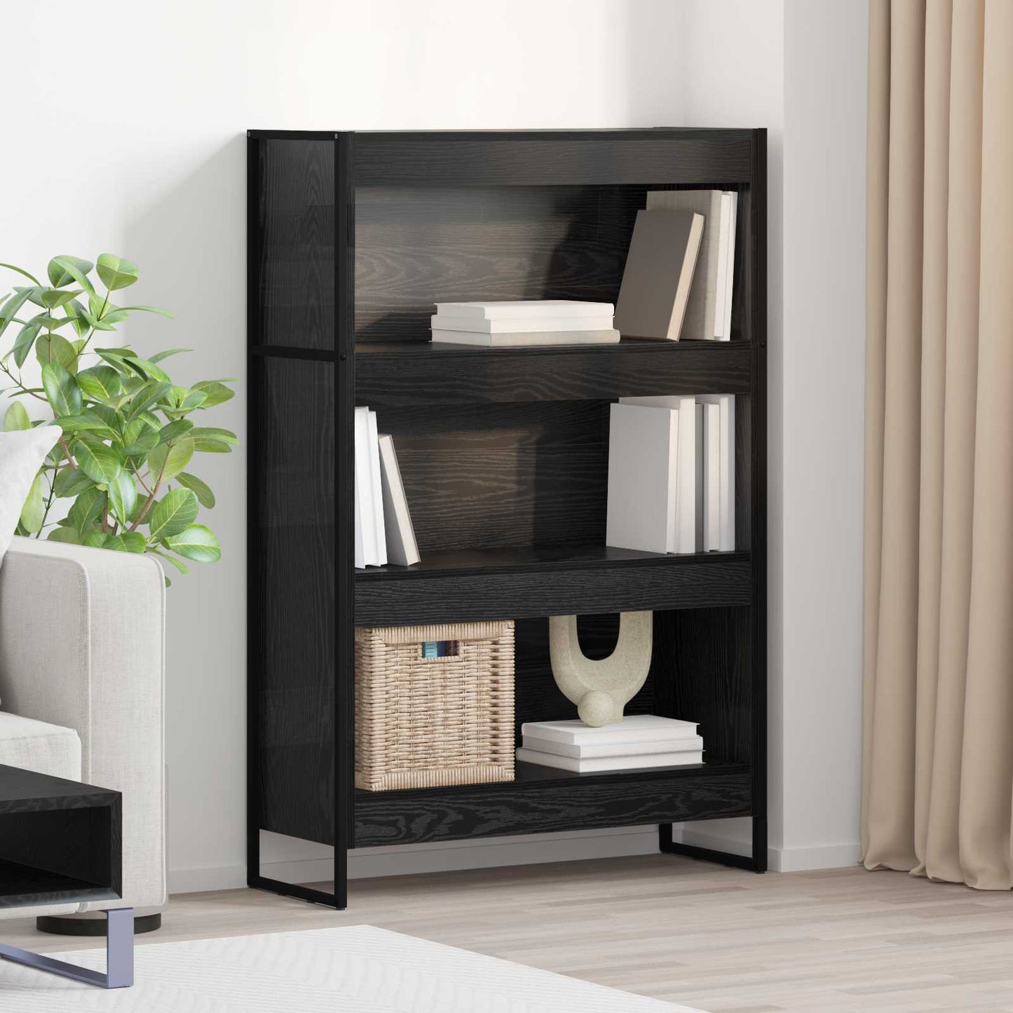 Book Cabinet 80 x 30 x 121 cm Engineered Wood Black Oak