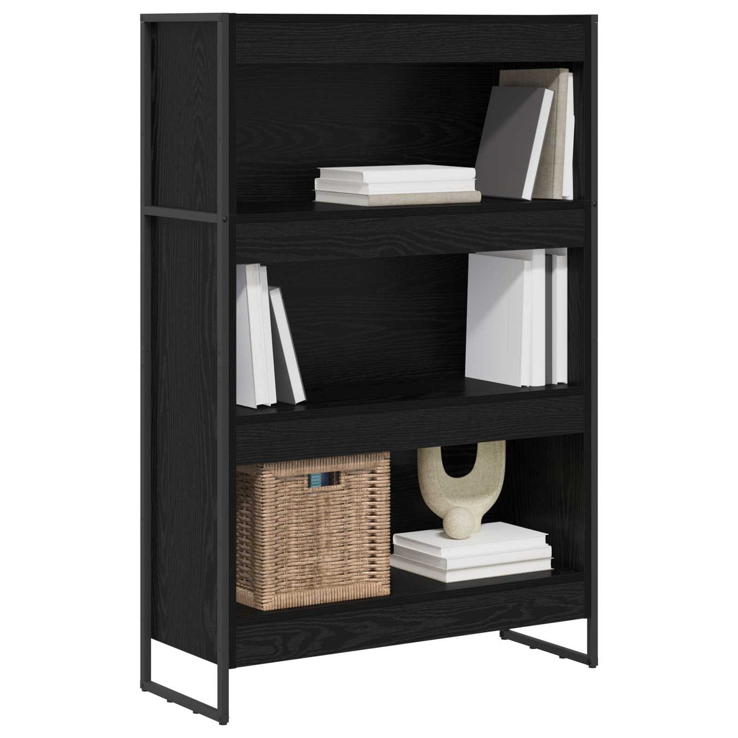 Book Cabinet 80 x 30 x 121 cm Engineered Wood Black Oak