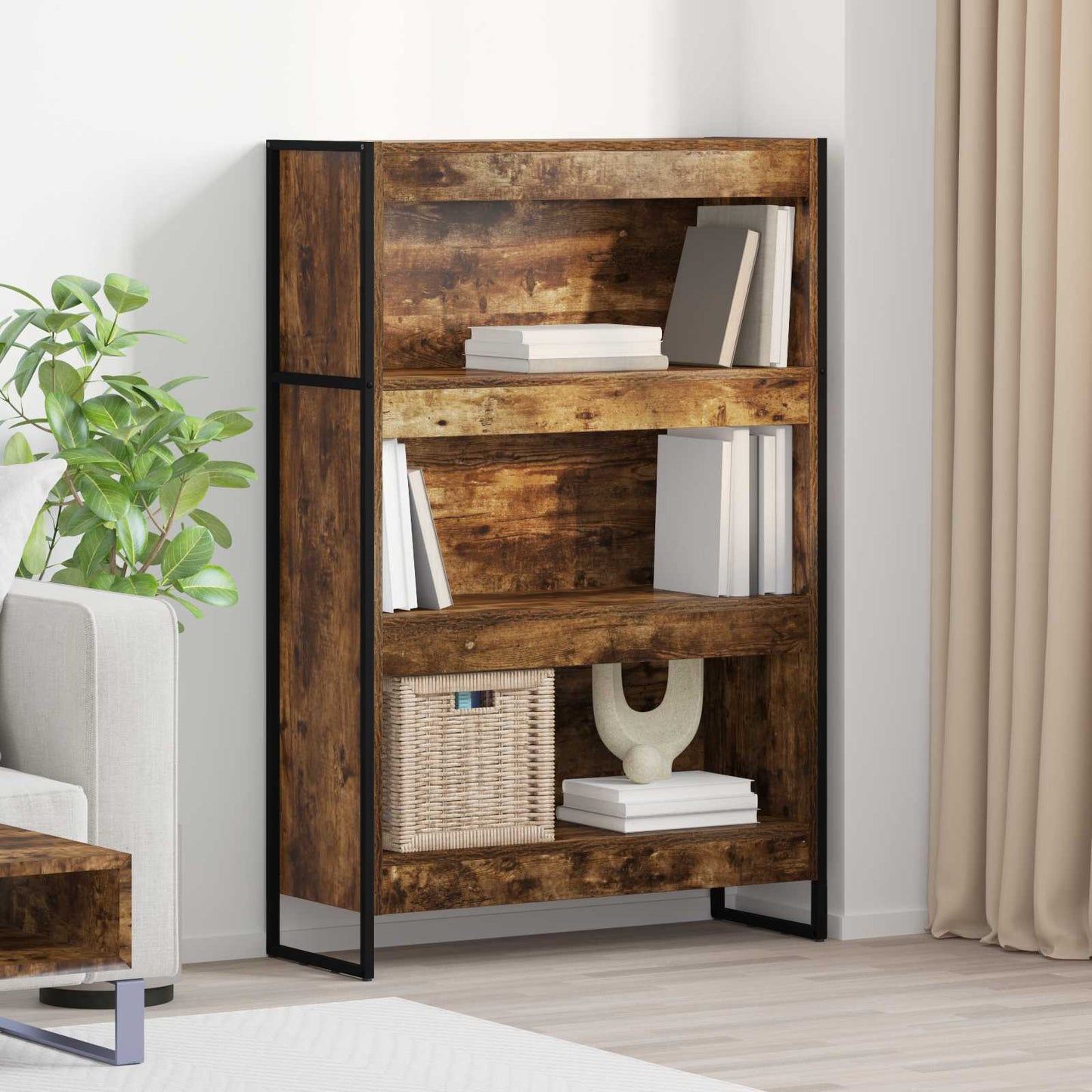 Book Cabinet Smoke Oak 80 x 30 x 121 cm Engineered Wood