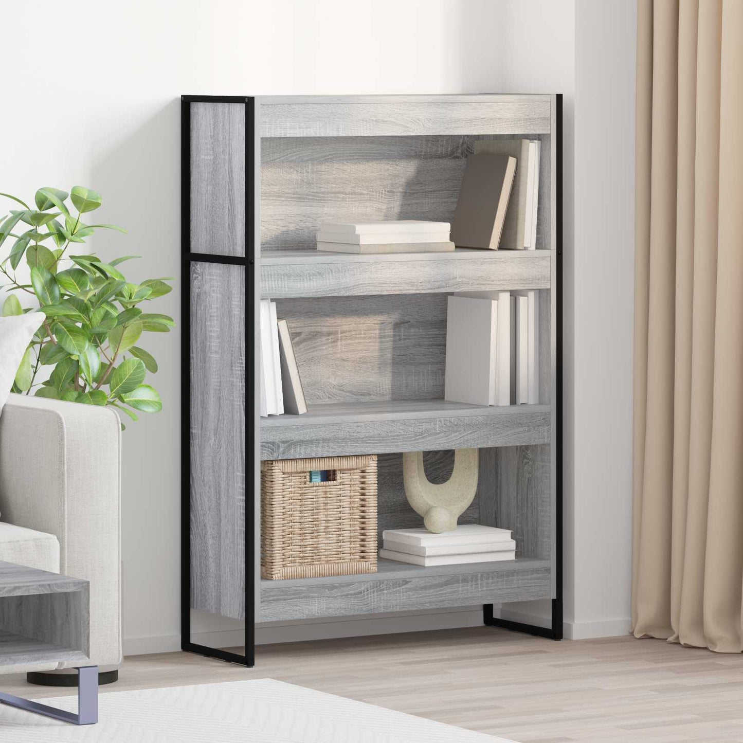 Book Cabinet 80 x 30 x 121 cm Engineered Wood Grey Sonoma