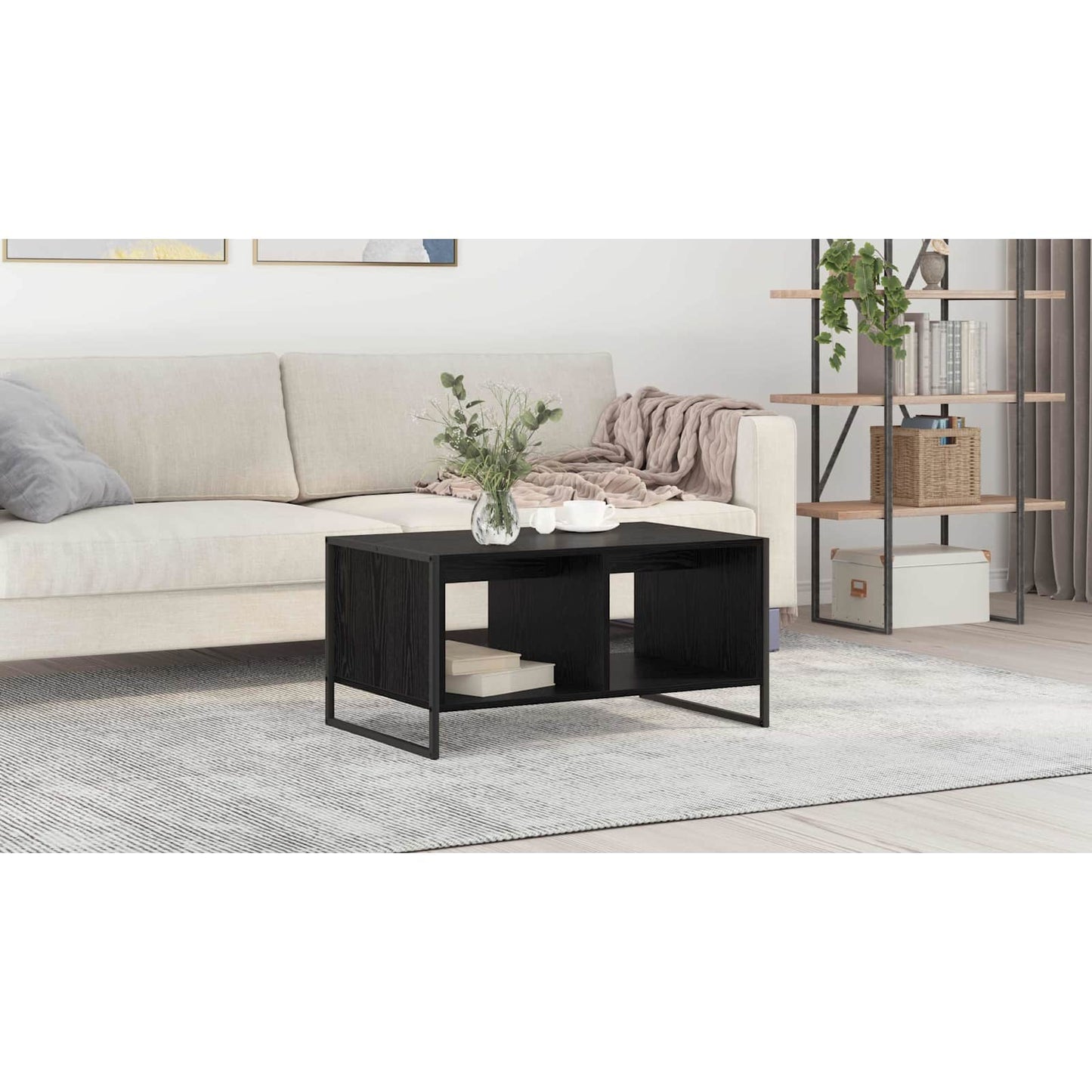 Coffee Table Black Oak 80 x 50 x 40 cm Engineered Wood