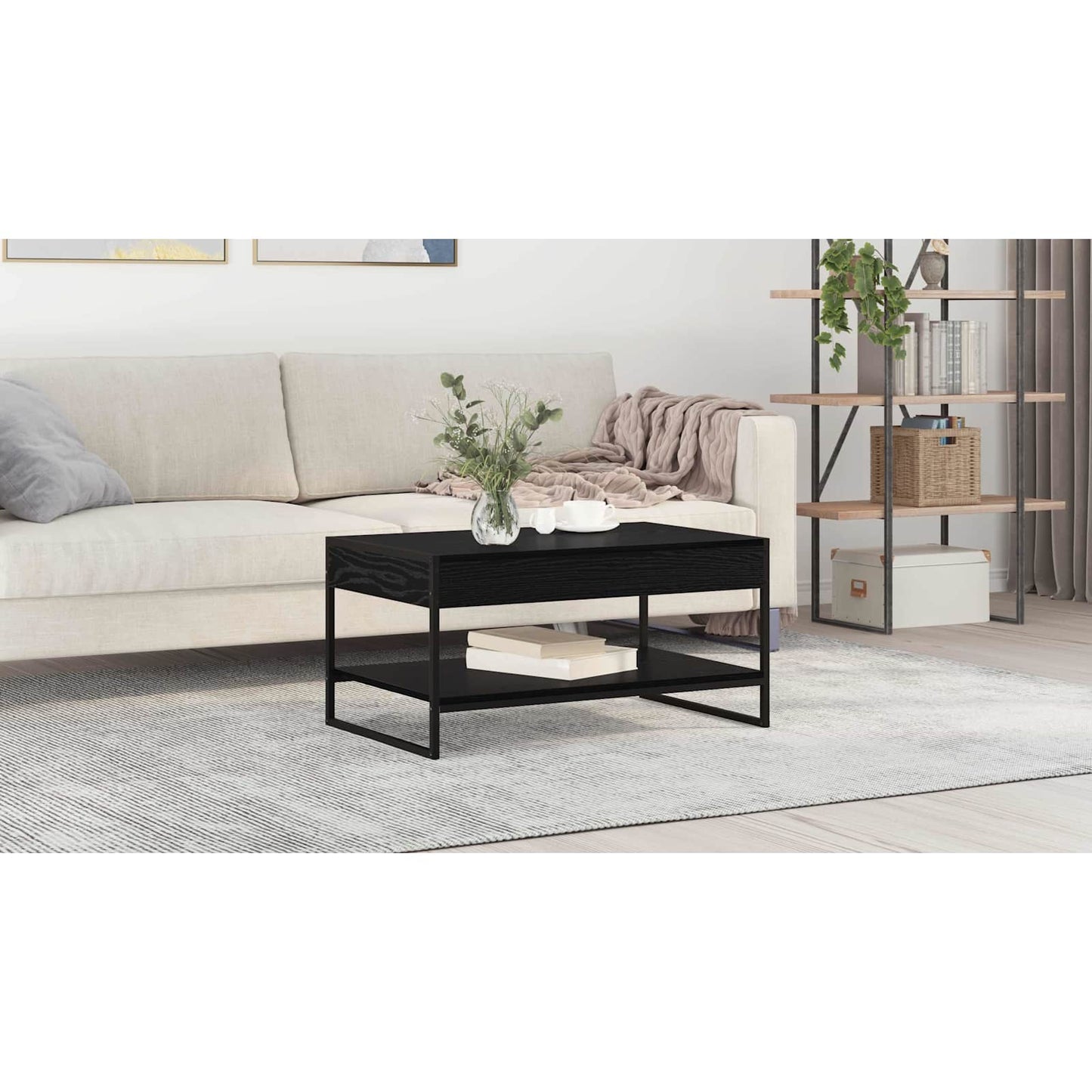 Coffee Table Black Oak 80 x 50 x 40 cm Engineered Wood