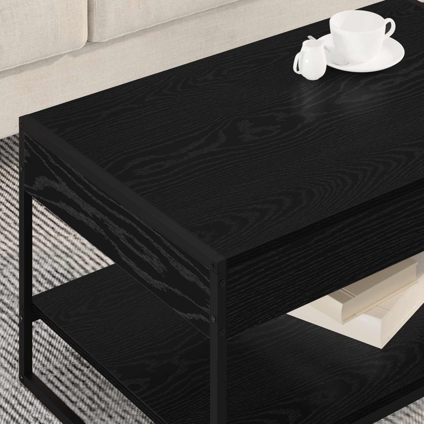 Coffee Table Black Oak 80 x 50 x 40 cm Engineered Wood