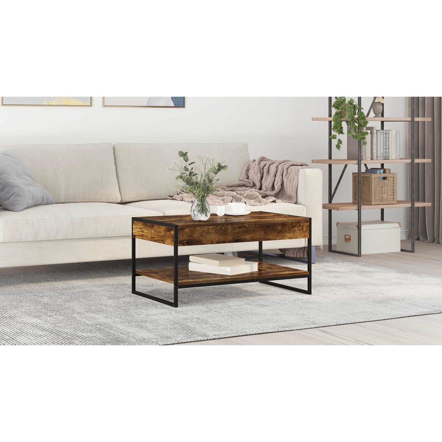Coffee Table Smoke Oak 80 x 50 x 40 cm Engineered Wood