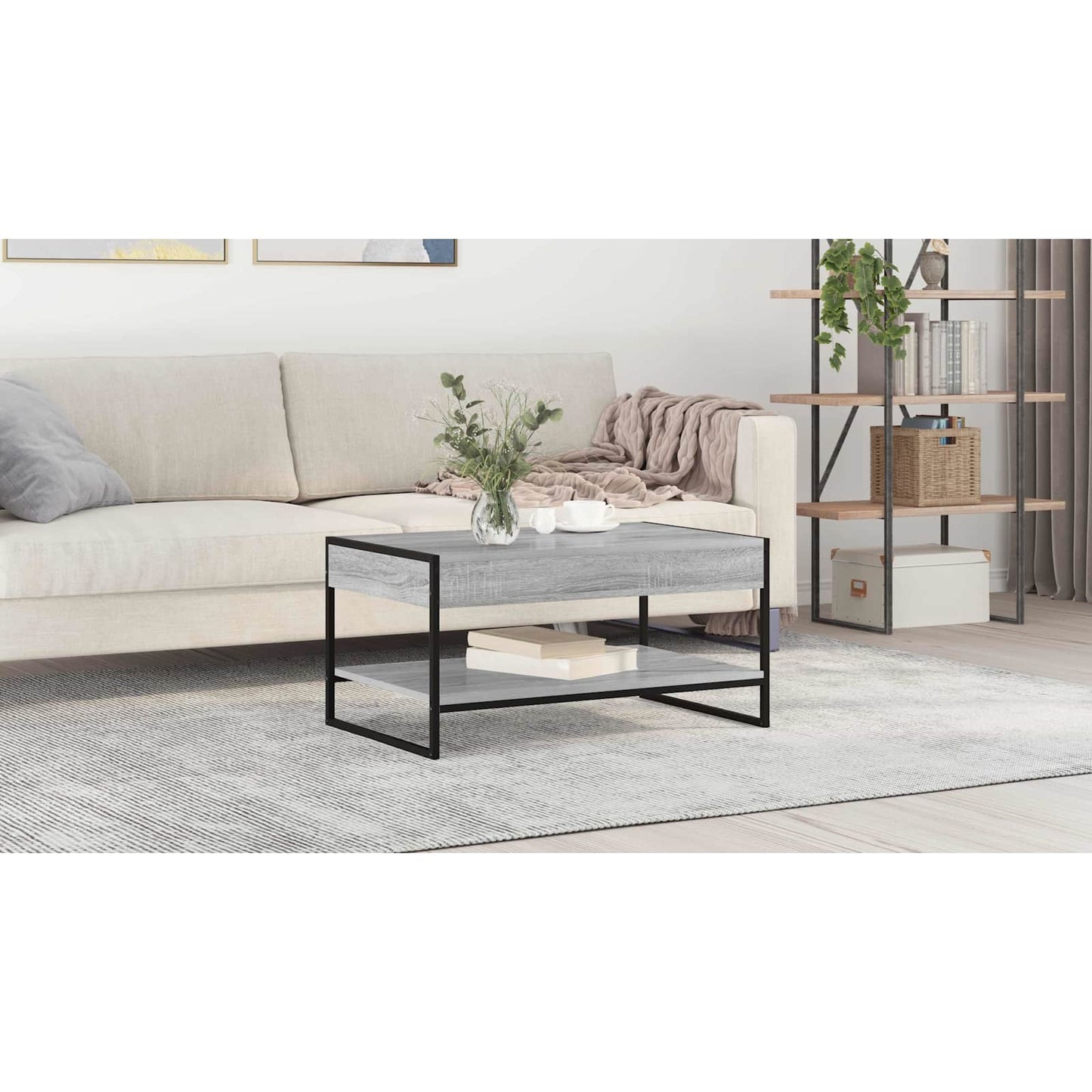 Coffee Table Grey Sonoma 80 x 50 x 40 cm Engineered Wood