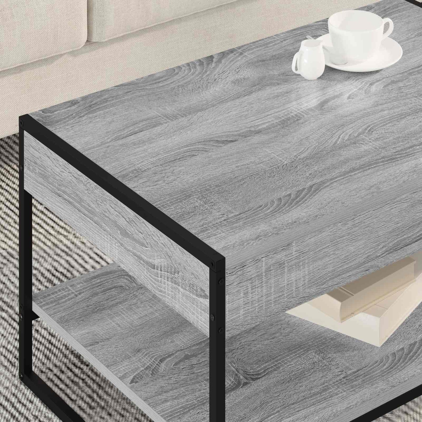 Coffee Table Grey Sonoma 80 x 50 x 40 cm Engineered Wood