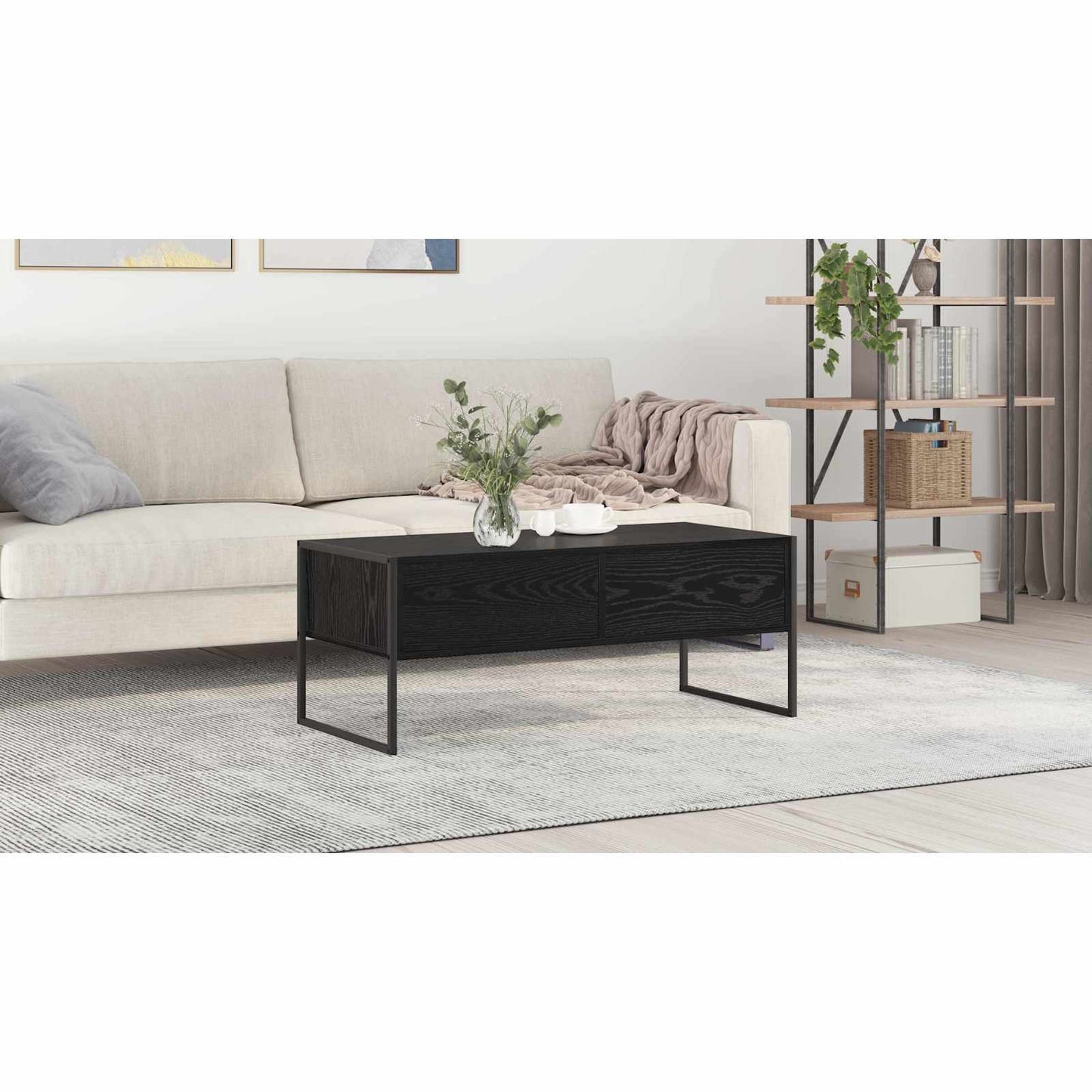 Coffee Table Black Oak 100 x 46 x 40 cm Engineered Wood