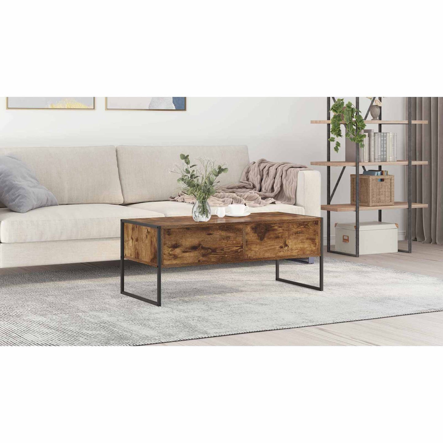 Coffee Table Smoke Oak 100 x 46 x 40 cm Engineered Wood