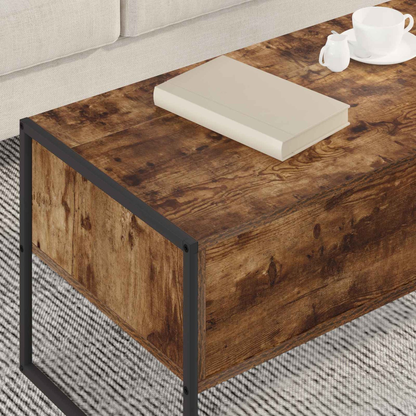 Coffee Table Smoke Oak 100 x 46 x 40 cm Engineered Wood