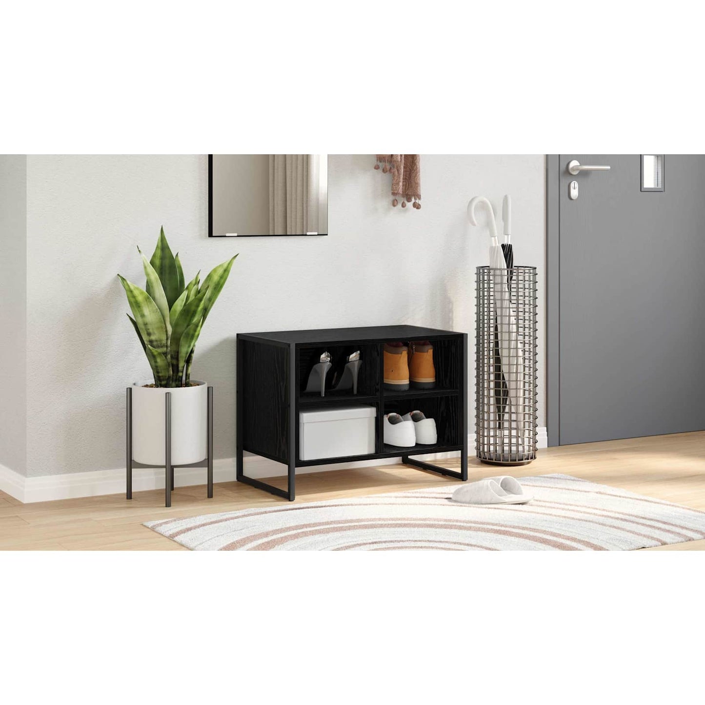 Shoe Cabinet Black Oak 60 x 35 x 44 cm Engineered Wood