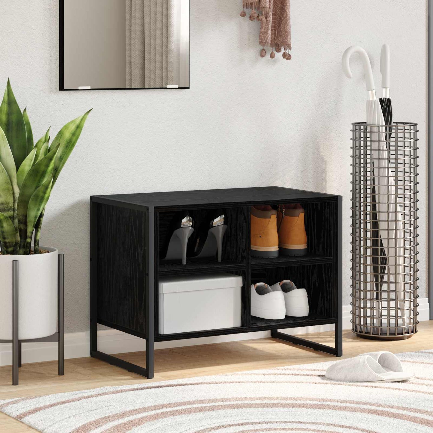 Shoe Cabinet 60 x 35 x 44 cm Engineered Wood Black Oak