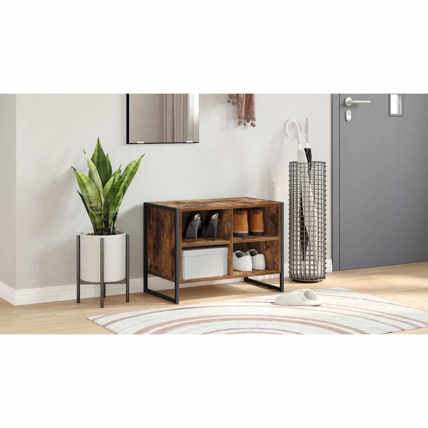 Shoe Cabinet Smoke Oak 60 x 35 x 44 cm Engineered Wood