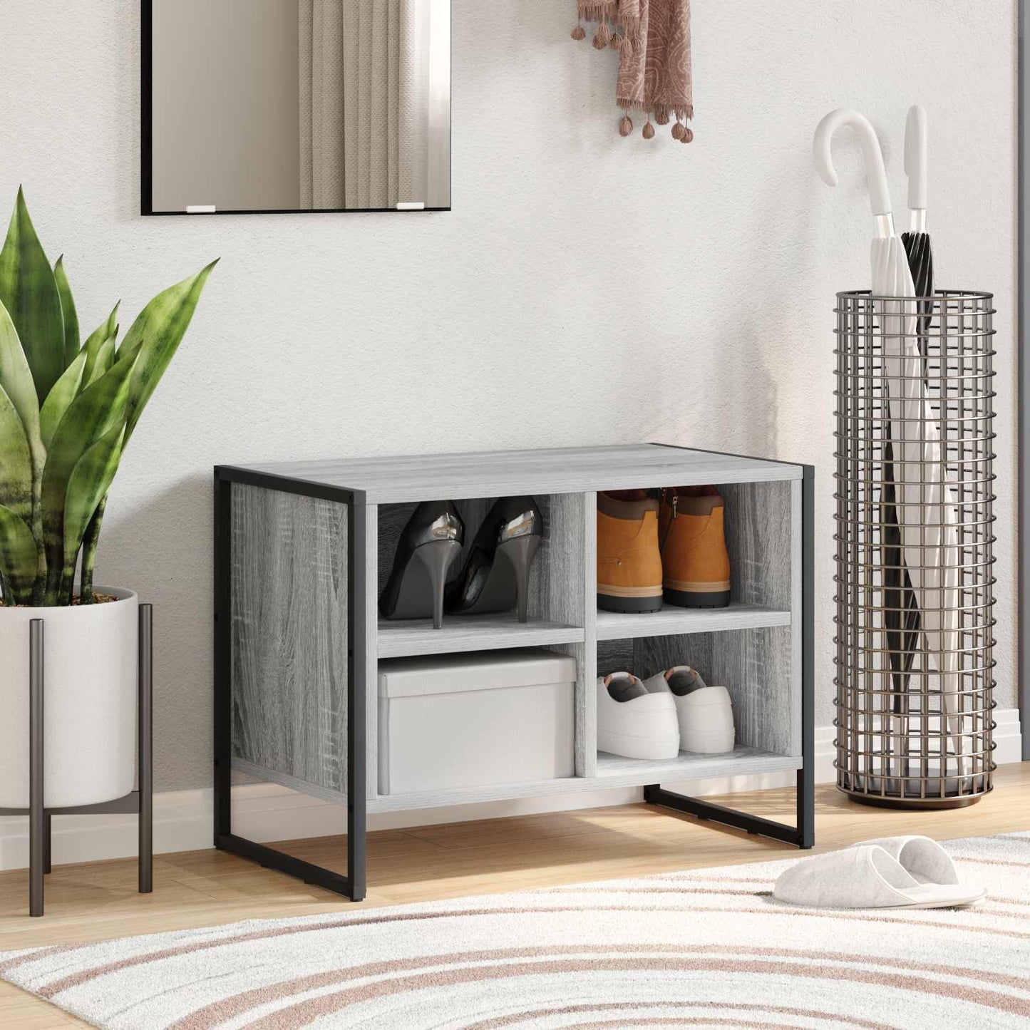 Shoe Cabinet 60 x 35 x 44 cm Engineered Wood Grey Sonoma