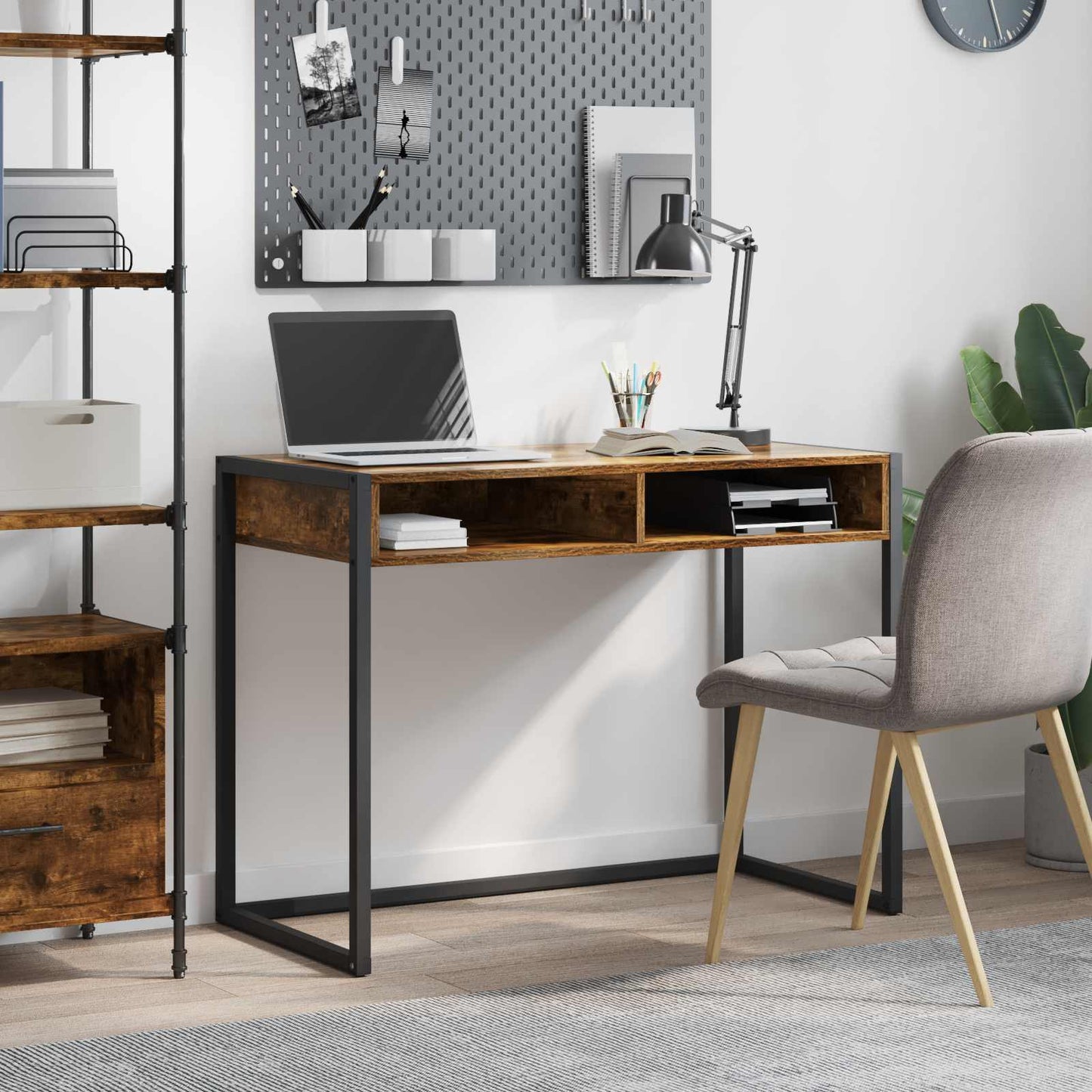 Desk Smoke Oak Engineered Wood 100 x 50 x 75 cm