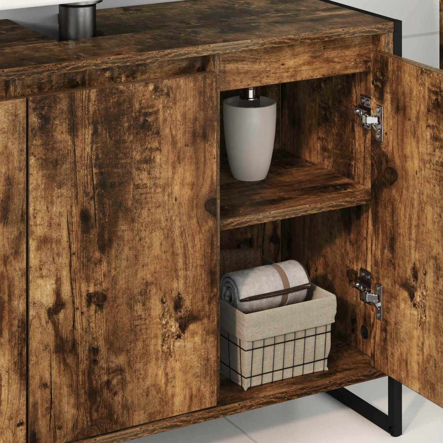 Bathroom Cabinet Smoke Oak 90 x 30 x 60 cm Engineered Wood