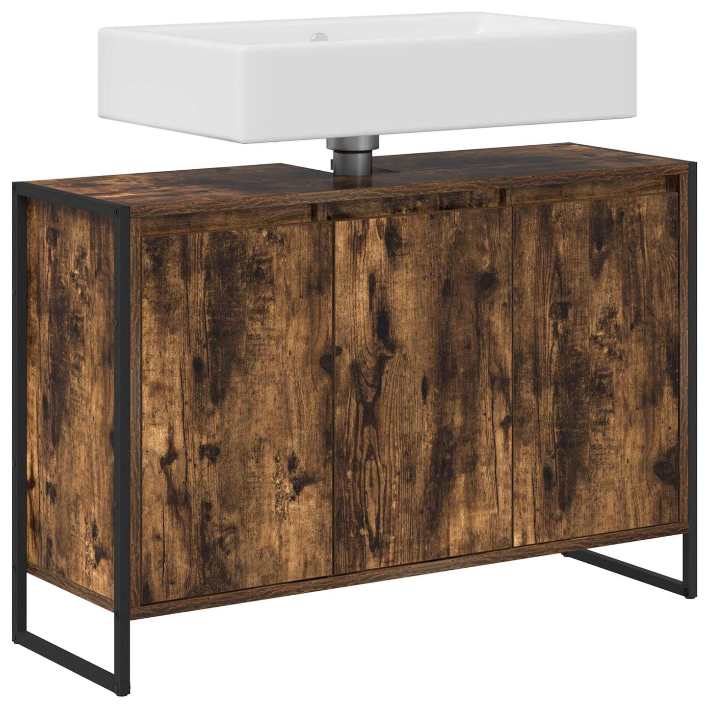 Bathroom Cabinet Smoke Oak 90 x 30 x 60 cm Engineered Wood