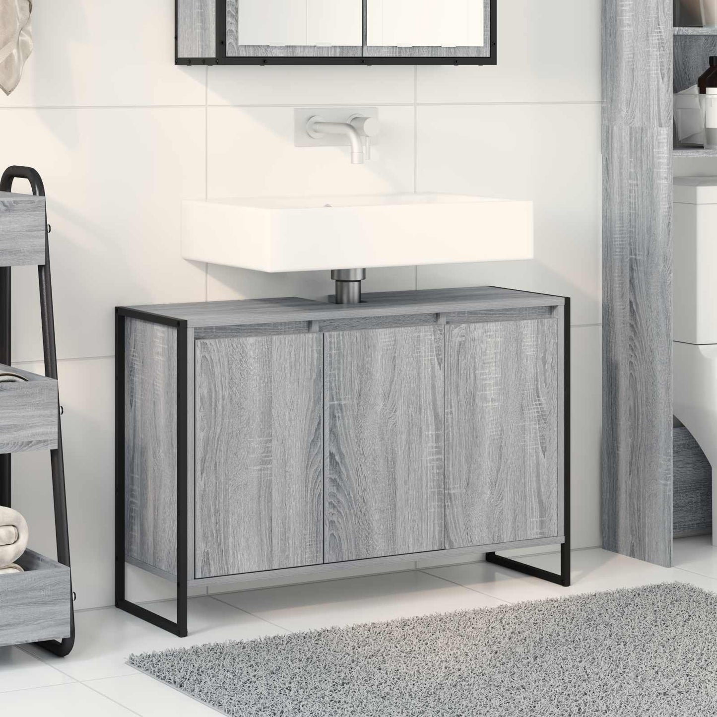 Bathroom Cabinet Grey Sonoma 90 x 30 x 60 cm Engineered Wood