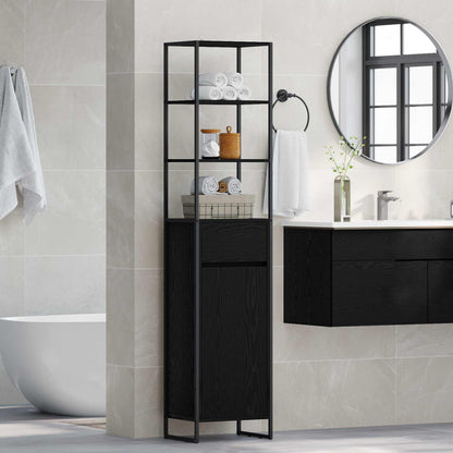 Bathroom Cabinet Black Oak 40 x 30 x 180 cm Engineered Wood