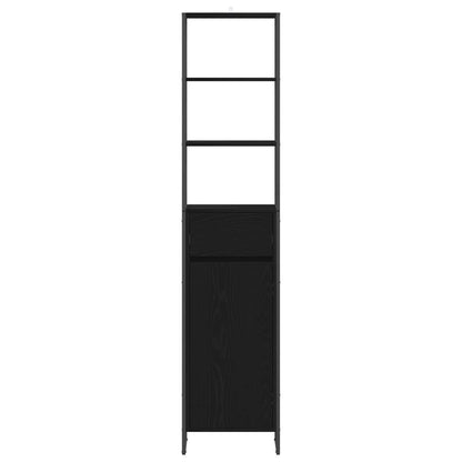 Bathroom Cabinet Black Oak 40 x 30 x 180 cm Engineered Wood
