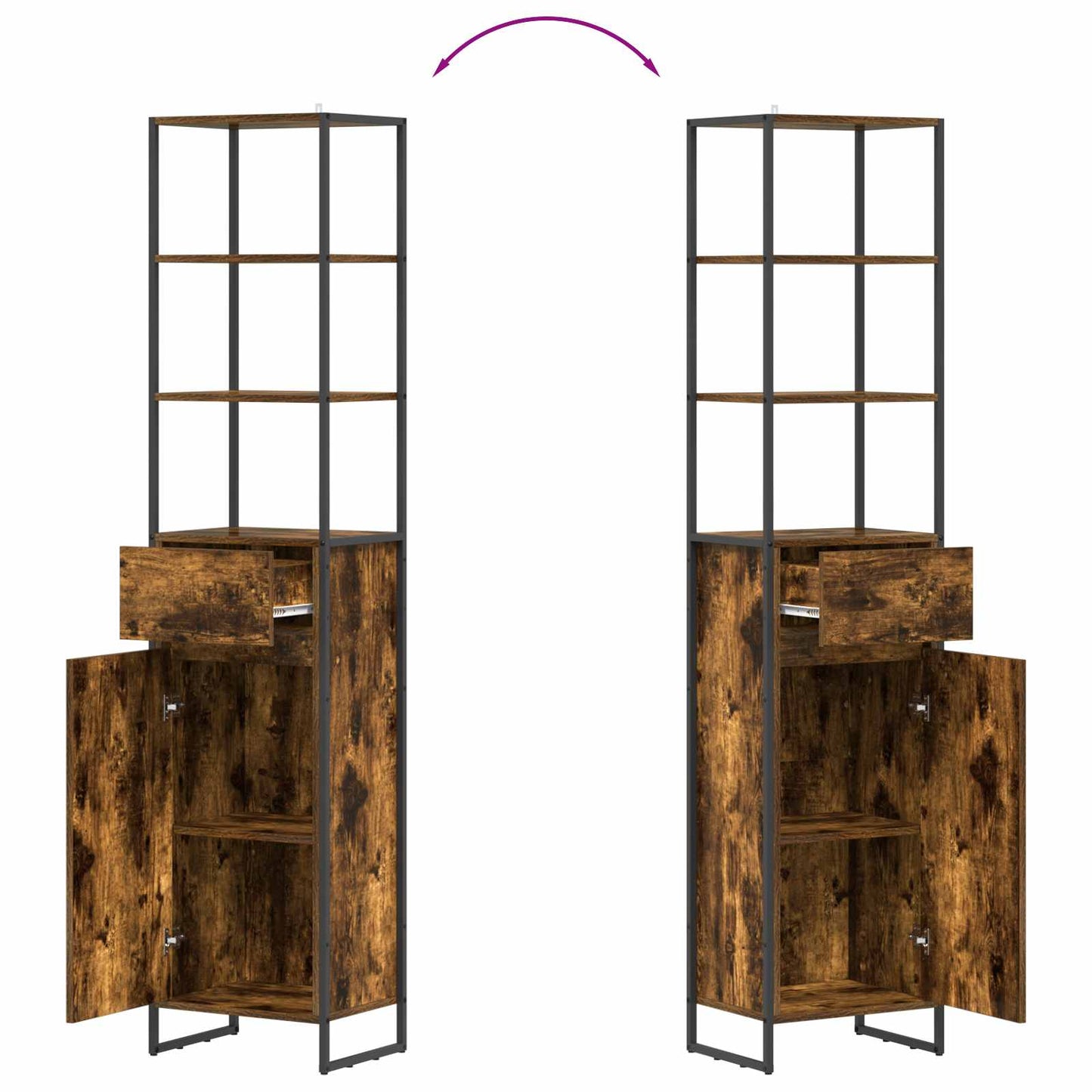 Bathroom Cabinet Smoke Oak 40 x 30 x 180 cm Engineered Wood