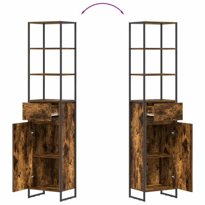 Bathroom Cabinet Smoke Oak 40 x 30 x 180 cm Engineered Wood