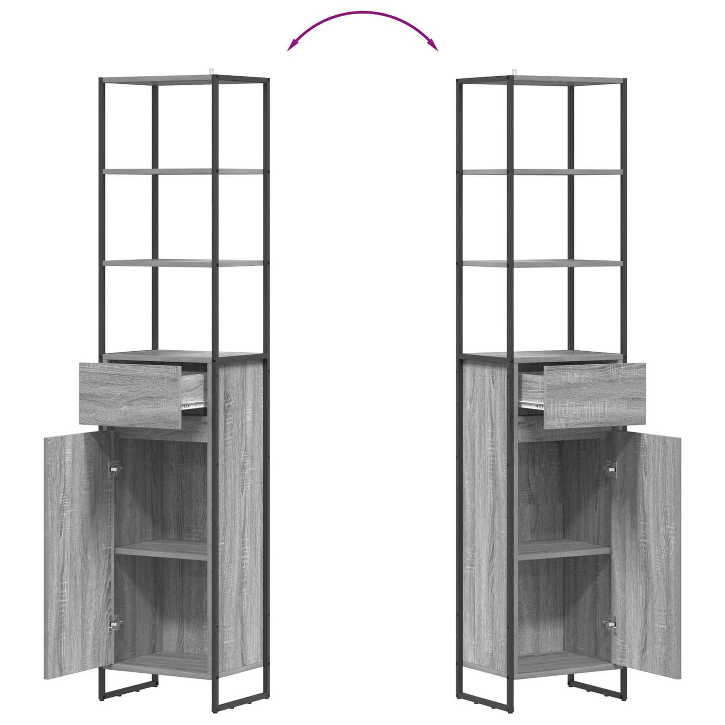 Bathroom Cabinet Grey Sonoma 40 x 30 x 180 cm Engineered Wood