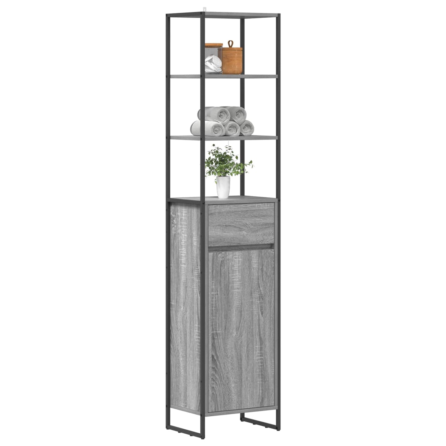 Bathroom Cabinet Grey Sonoma 40 x 30 x 180 cm Engineered Wood