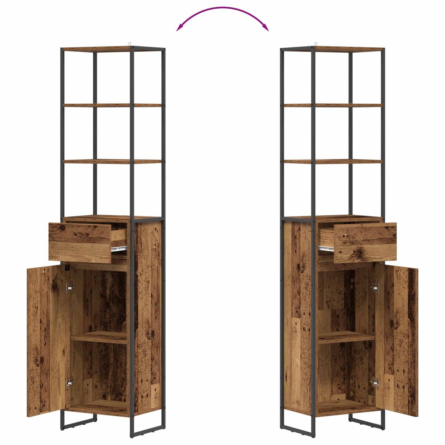 Bathroom Cabinet Old Wood 40 x 30 x 180 cm Engineered Wood