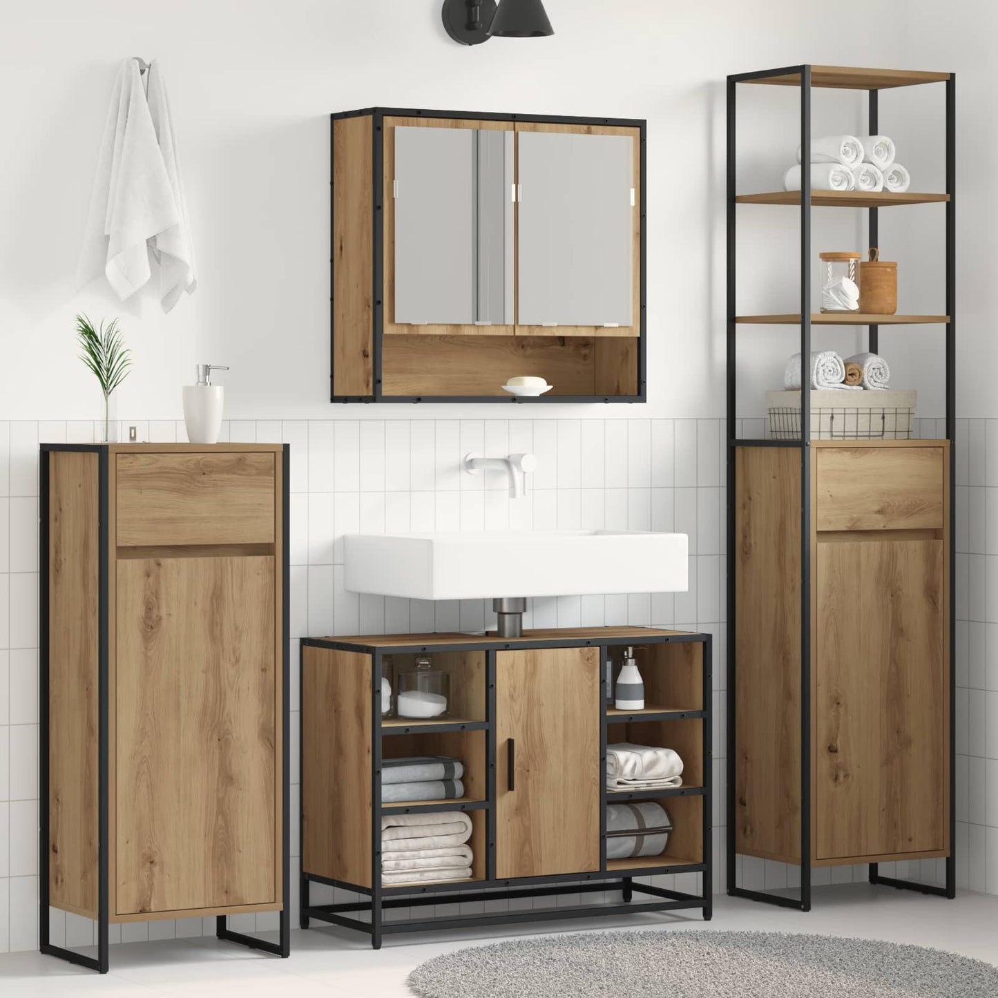 Bathroom Cabinet Artisian Oak 40 x 30 x 180 cm Engineered Wood