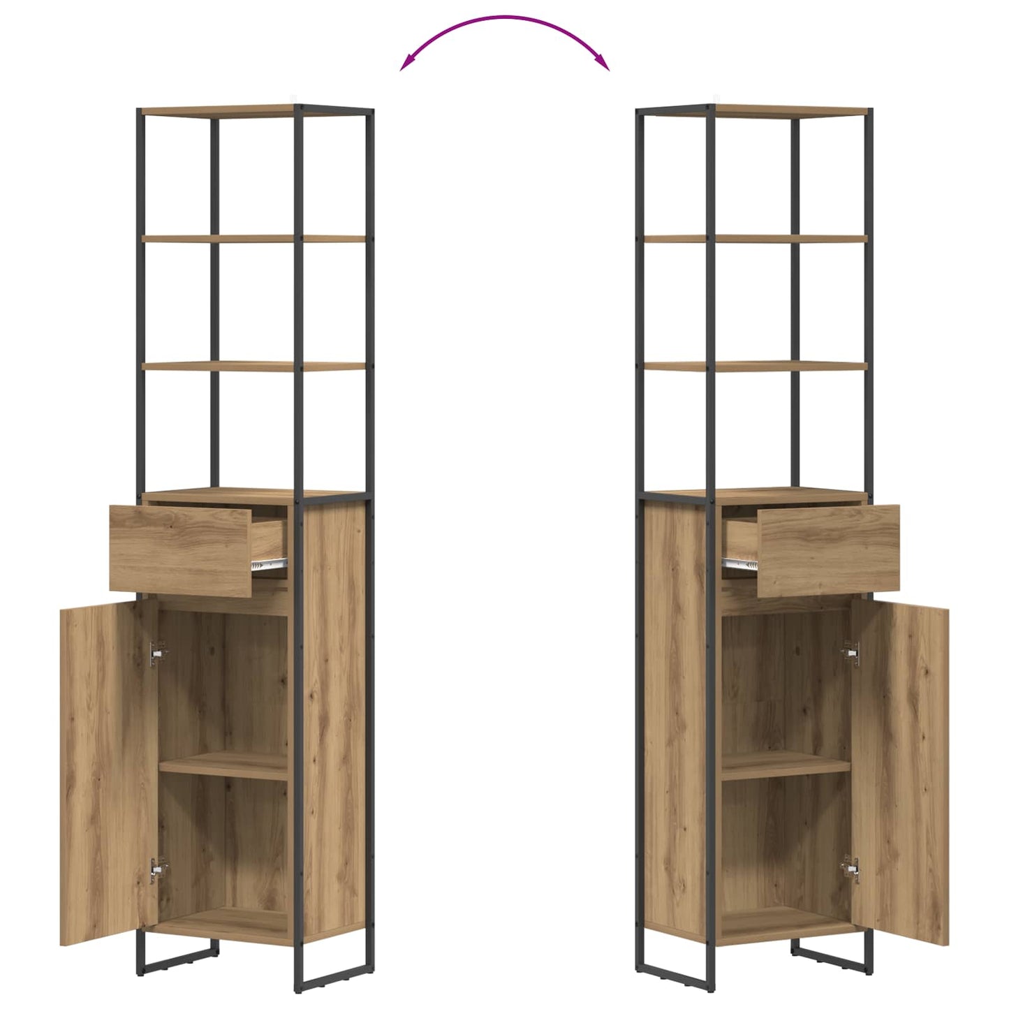 Bathroom Cabinet Artisian Oak 40 x 30 x 180 cm Engineered Wood