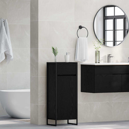 Bathroom Cabinet Black Oak 40 x 30 x 100 cm Engineered Wood