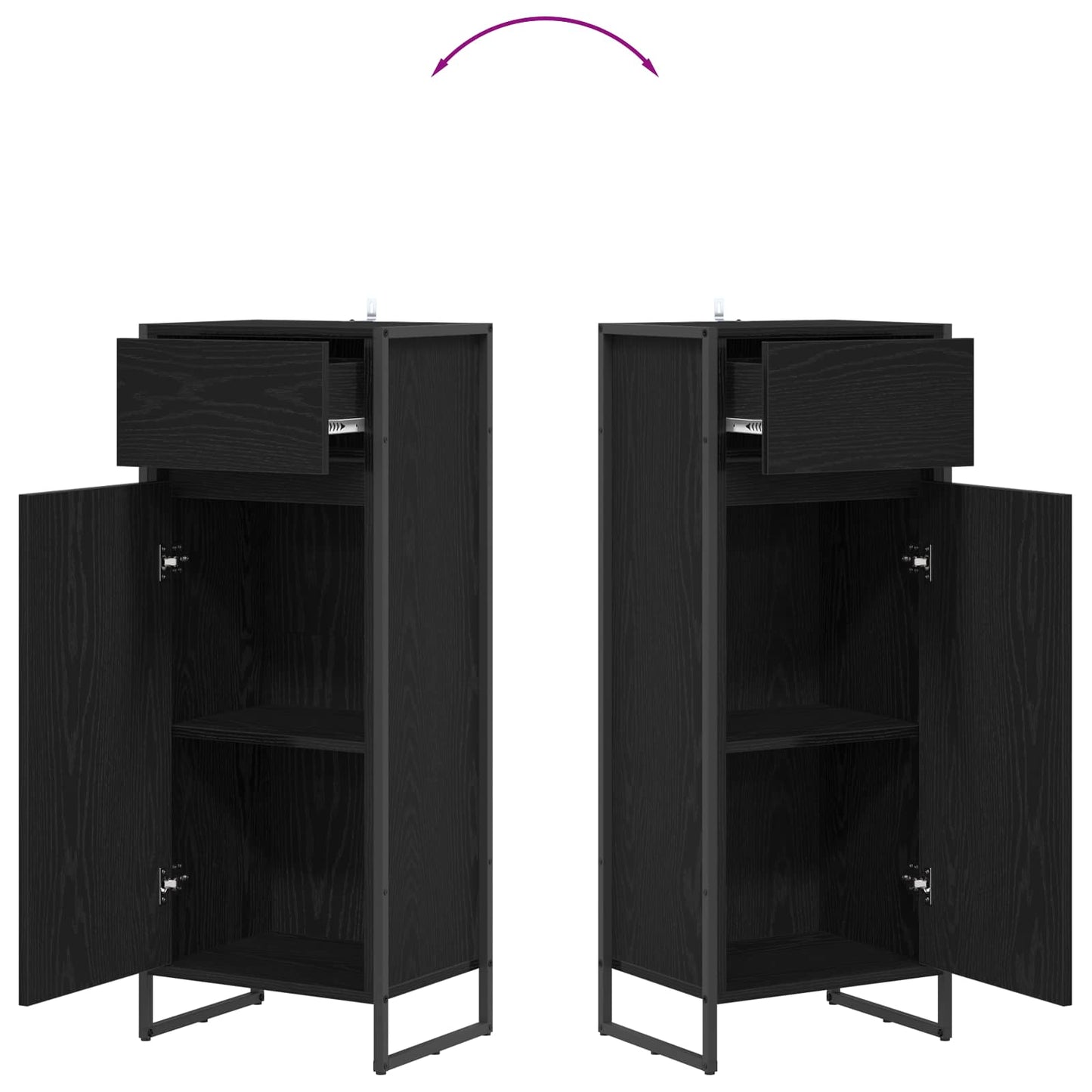 Bathroom Cabinet Black Oak 40 x 30 x 100 cm Engineered Wood