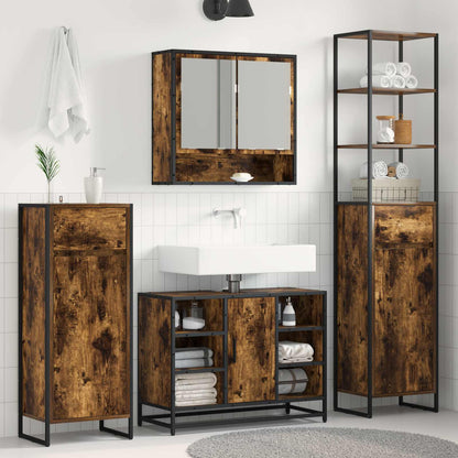 Bathroom Cabinet Smoke Oak 40 x 30 x 100 cm Engineered Wood