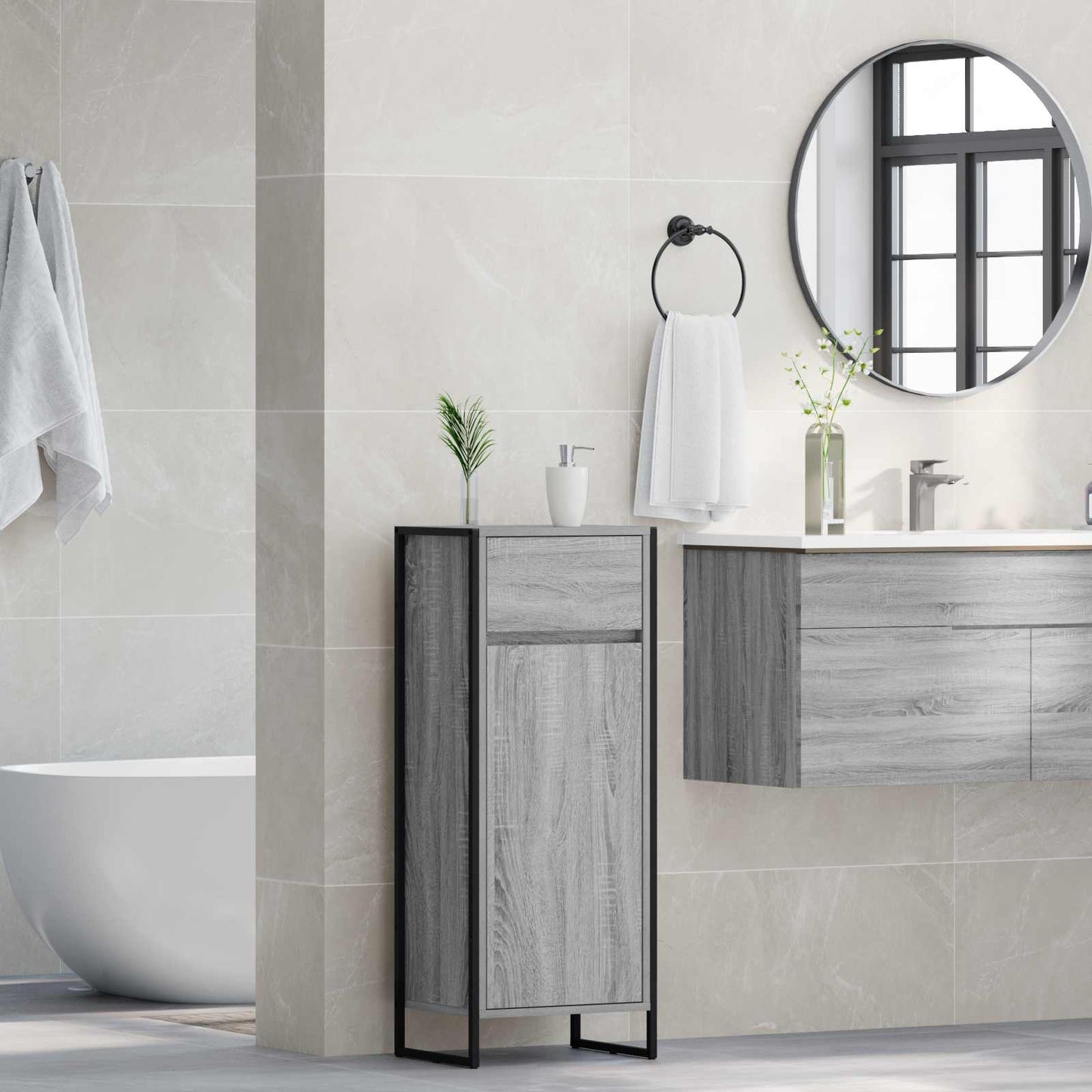 Bathroom Cabinet Grey Sonoma 40 x 30 x 100 cm Engineered Wood