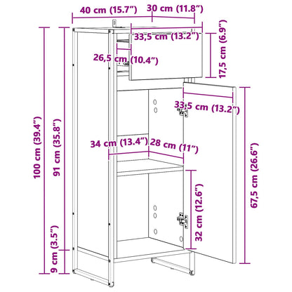 Bathroom Cabinet Old Wood 40 x 30 x 100 cm Engineered Wood