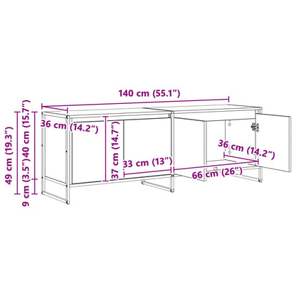 TV Cabinet Grey Sonoma 140 x 36 x 49.5 cm Engineered Wood