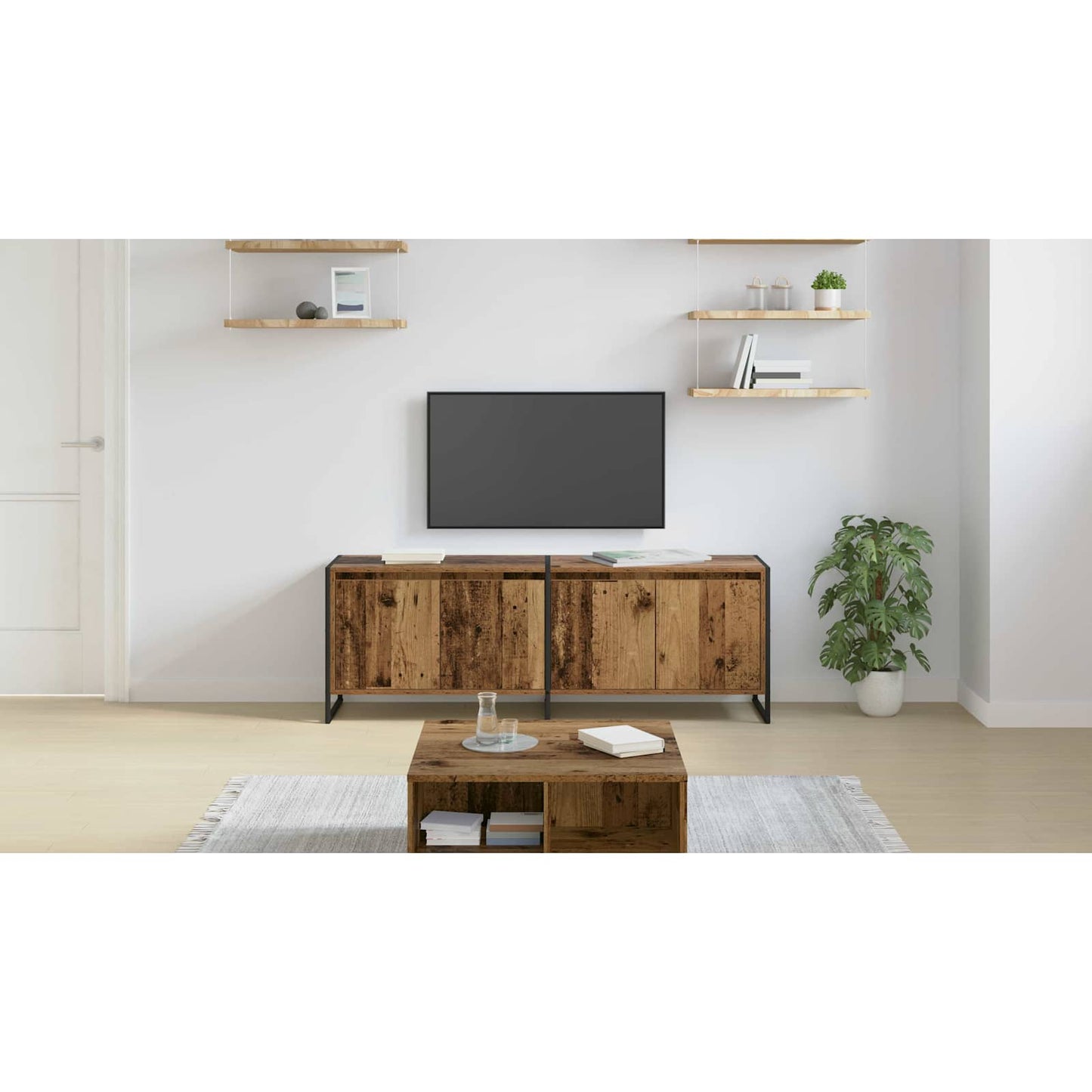 TV Cabinet Old Wood 140 x 36 x 49.5 cm Engineered Wood