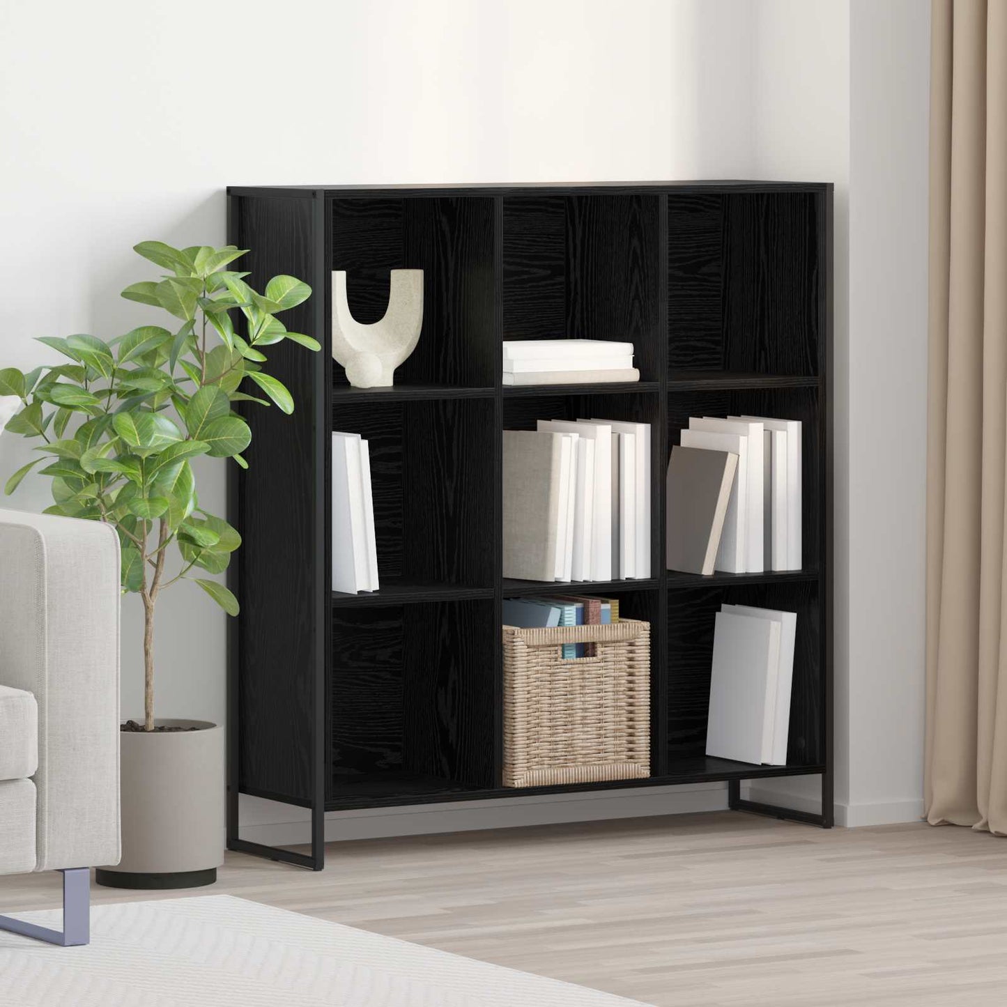 Book Cabinet 99.5 x 30 x 108.5 cm Engineered Wood Black Oak