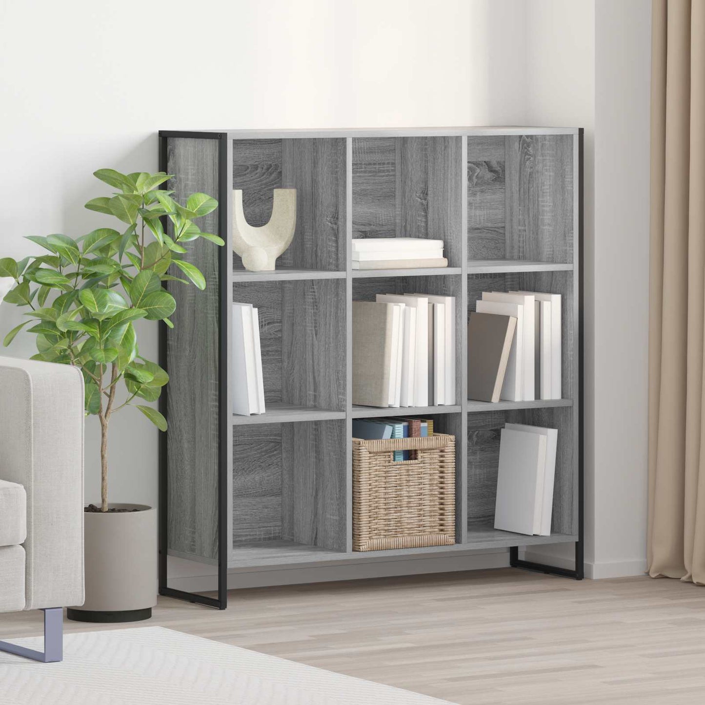 Book Cabinet 99.5 x 30 x 108.5 cm Engineered Wood Grey Sonoma