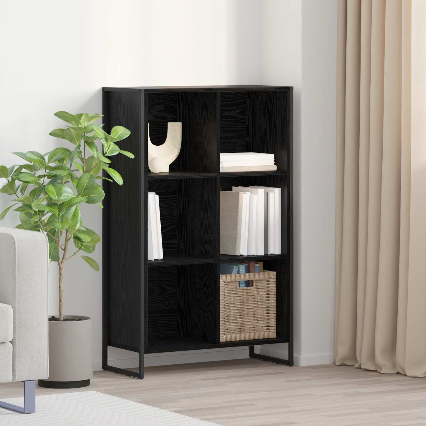 Book Cabinet 99.5 x 30 x 108.5 cm Engineered Wood Black Oak