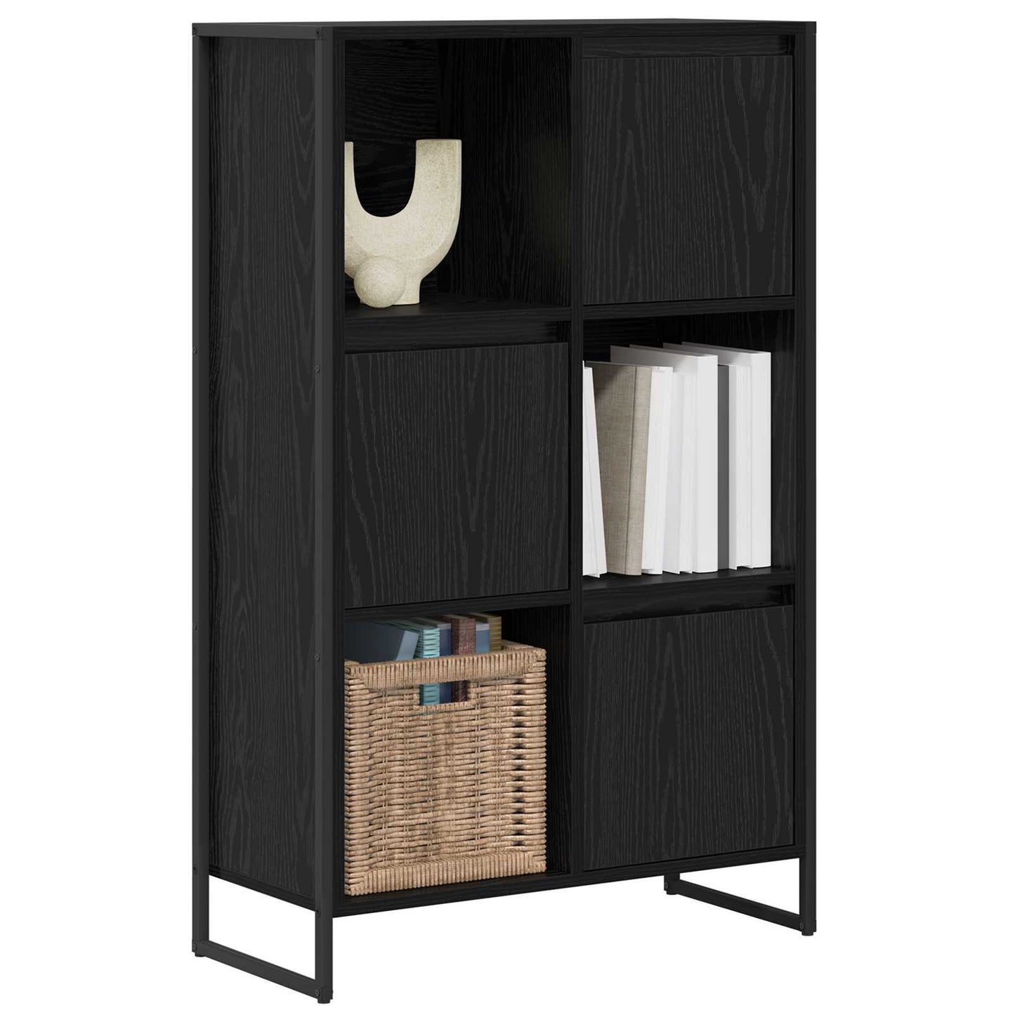 Book Cabinet Black Oak 68 x 30 x 108.5 cm Engineered Wood