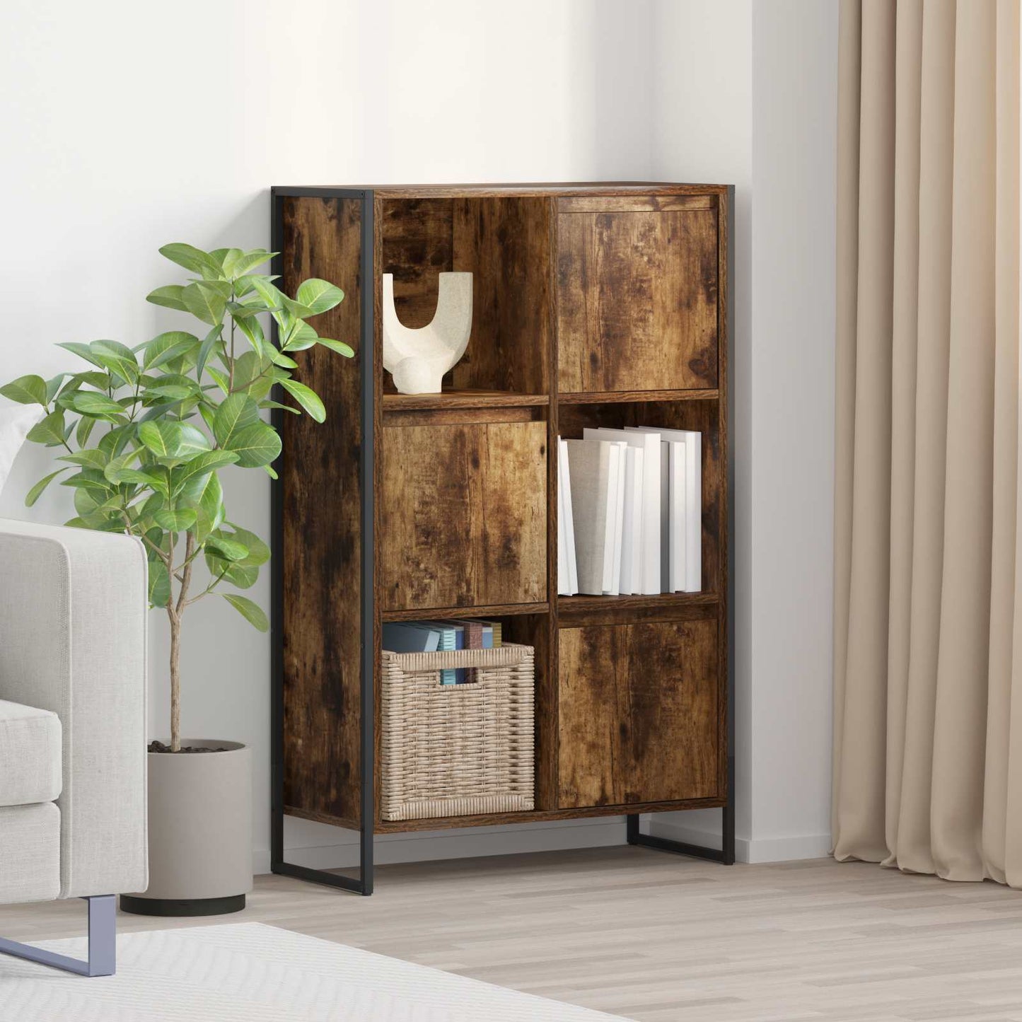Book Cabinet Smoke Oak 68 x 30 x 108.5 cm Engineered Wood