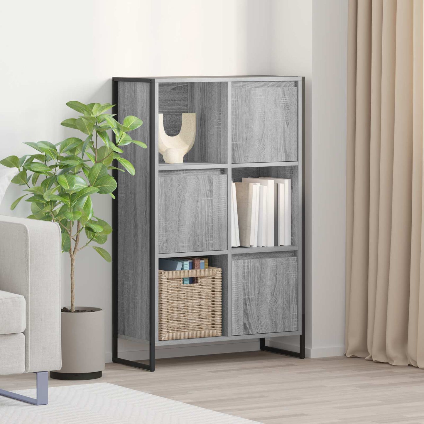 Book Cabinet Grey Sonoma 68 x 30 x 108.5 cm Engineered Wood