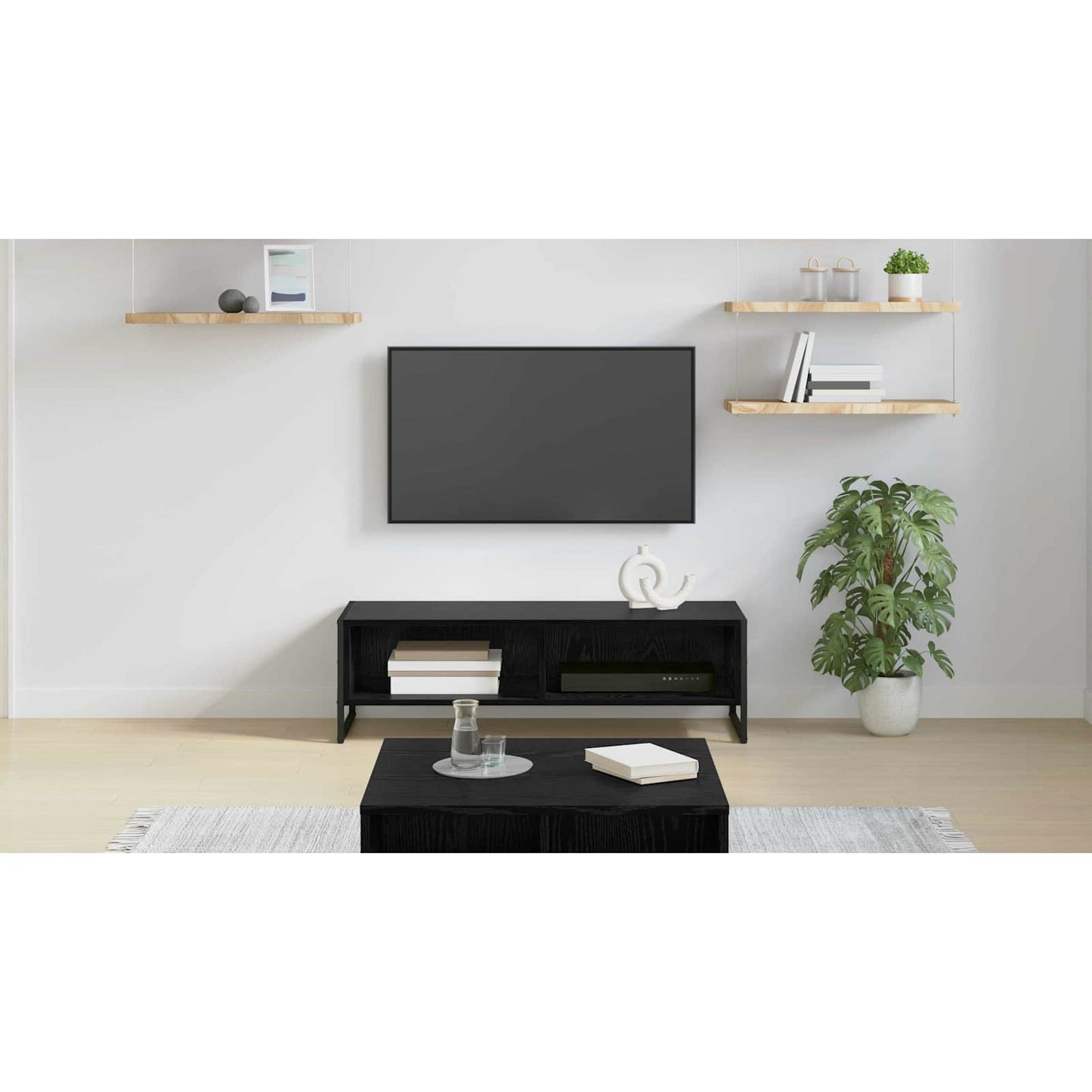 TV Cabinet 100 x 36.5 x 30.5 cm Black Oak Engineered Wood