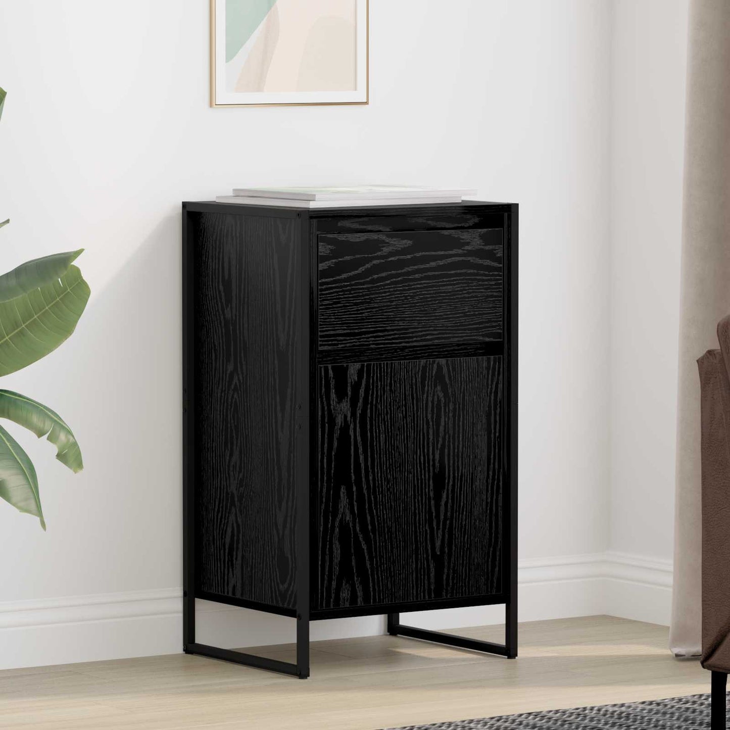 Sideboard Black Oak 43 x 36 x 75.5 cm Engineered Wood