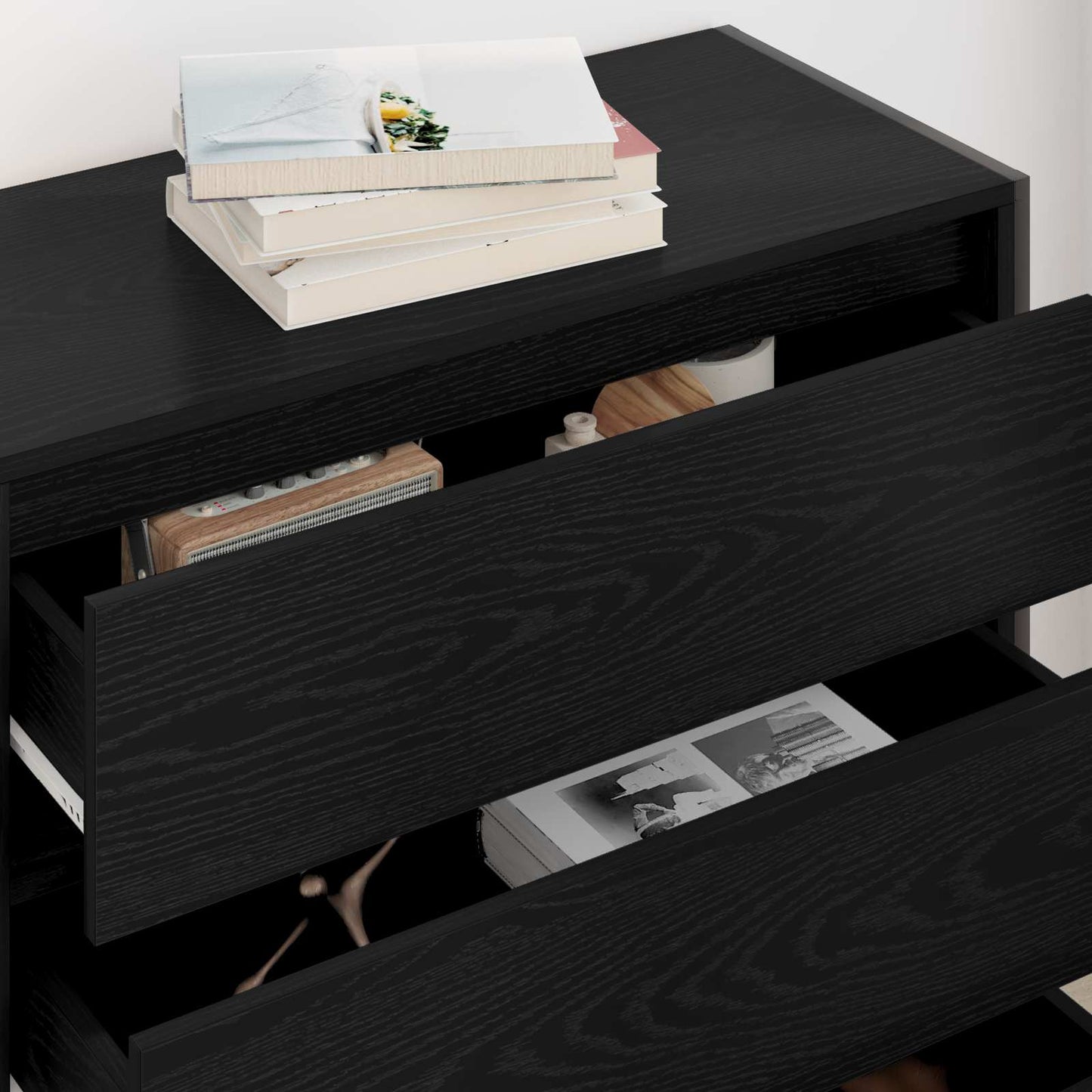 Sideboard Black Oak 79 x 36 x 75.5 cm Engineered Wood