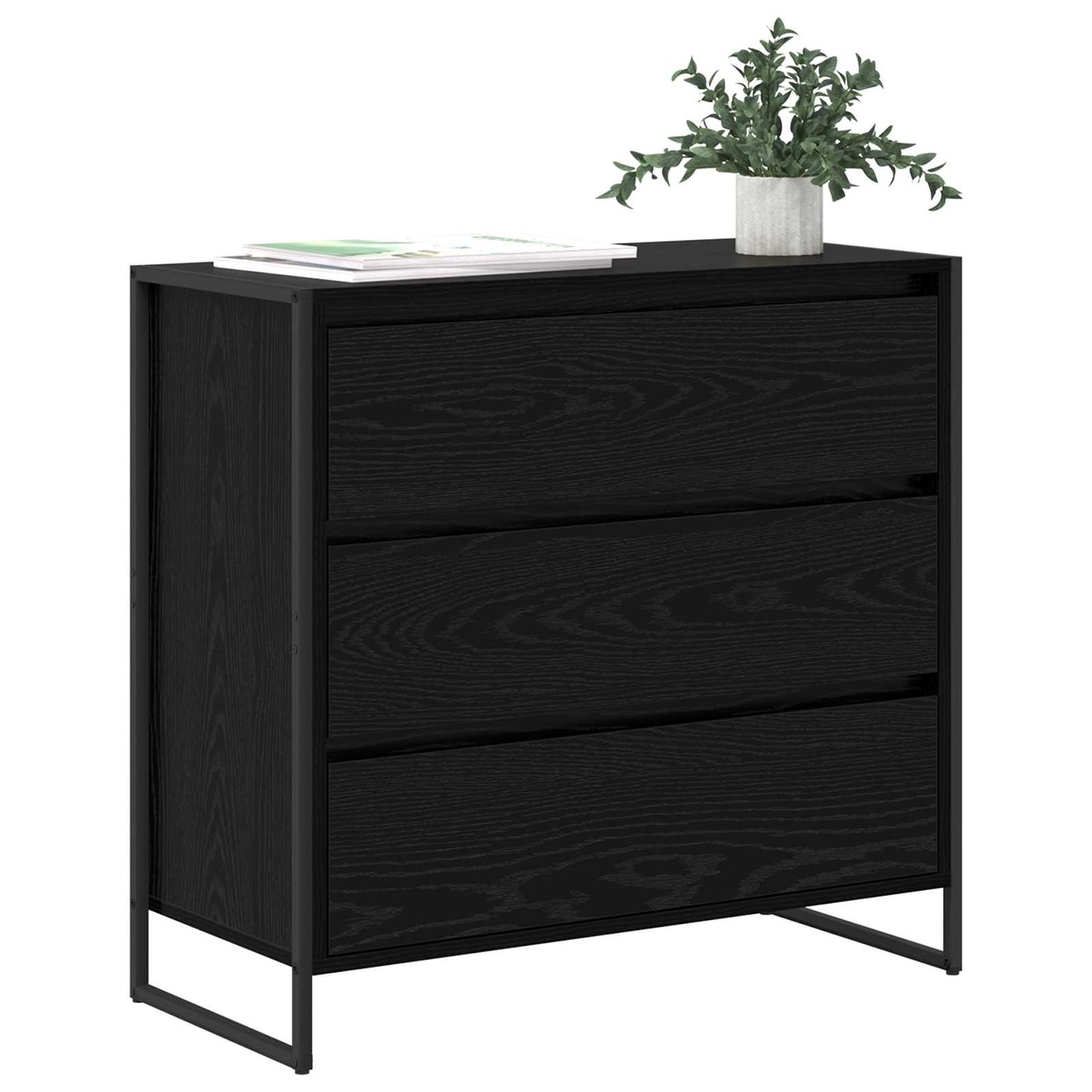 Sideboard Black Oak 79 x 36 x 75.5 cm Engineered Wood